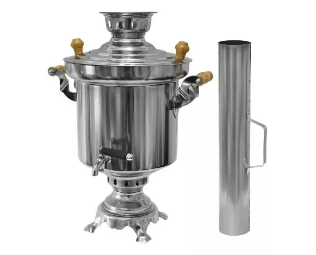 Traditional Stainless Steel Samovar - Vintage Russian Tea Kettle 5L-1.3gal