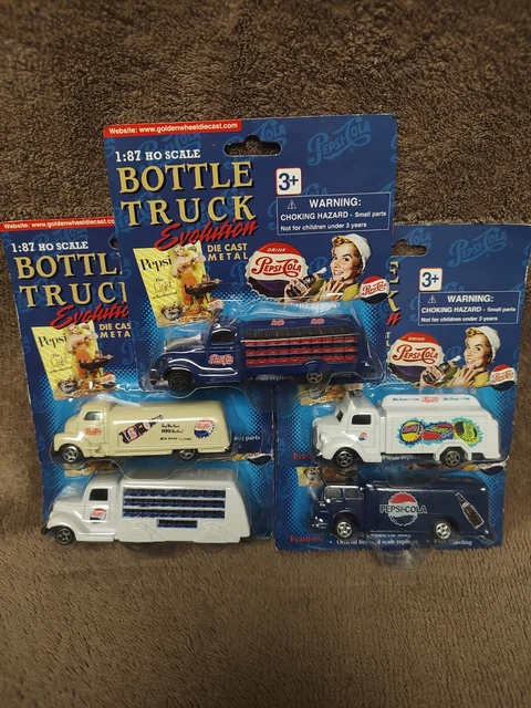 Lot(5) Collection Pepsi Cola Evolution Bottle Truck 1:87 HO Scale Die Cast Metal