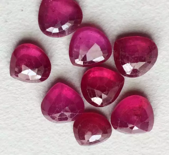 8-8.5mm Rubin Herz Cabochons, Glas Gefüllt Rubin Flache Rückseite Herz, 2 Stück