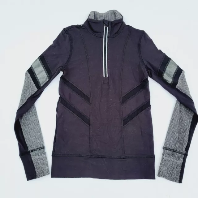 Ivivva by Lululemon Girl's Black & Gray 1/4 Zip Athletic Pullover - size 7