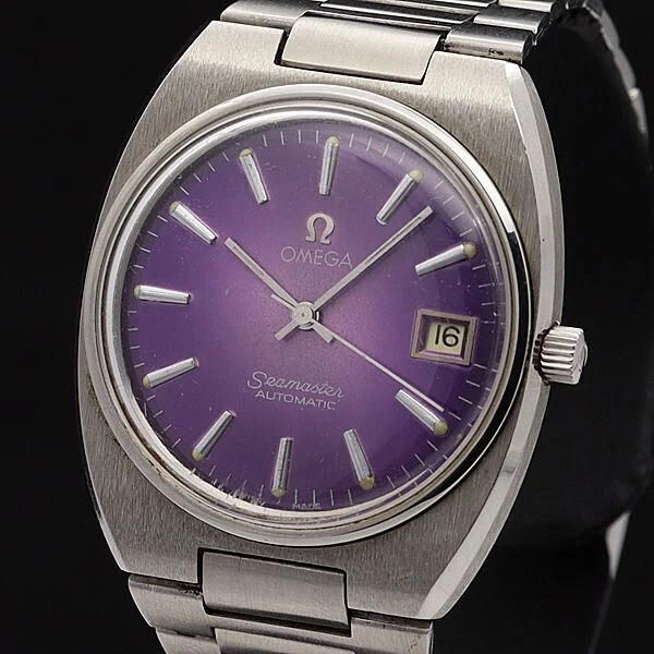 VERY RARE OMEGA Seamaster Ref 166.0216 Watch purple Vintage SS