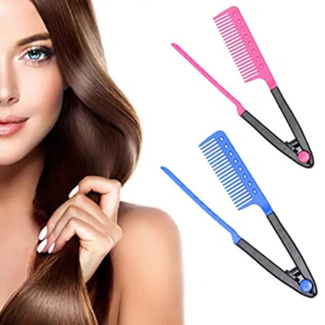 Hair Hairdressing Straightening Brush Salon Straightener V Comb Styling Folding❶ 2