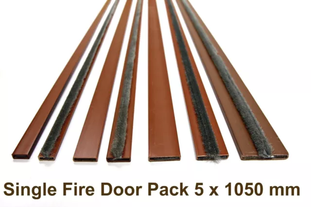 BROWN Intumescent Strip Door Fire Seals 5 Lengths @ 1050mm Fireseal Fire & Smoke