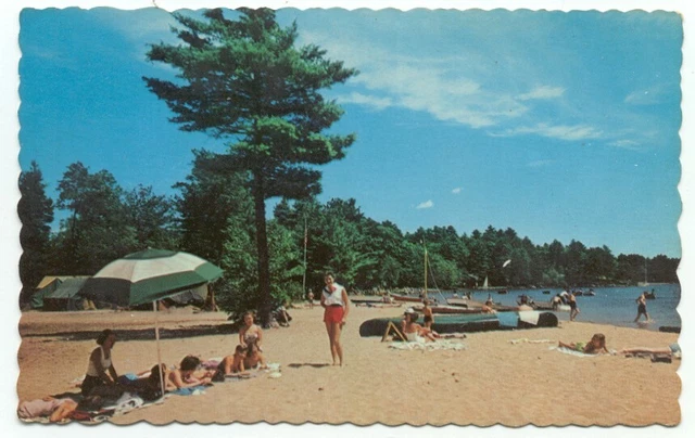 Sebago Lake State Park ME Bathing Beach Postcard ~ Maine