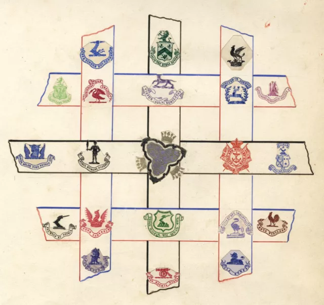 Album Héraldique Crests & Mottos in Linear Grid Design–C19th engraving & drawing