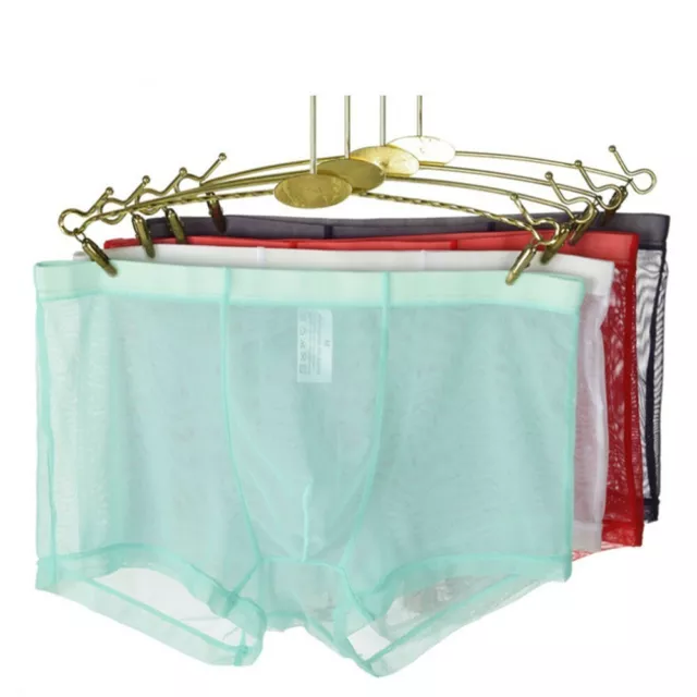 Sexy Homme Transparent Boxer Slip Maille Pochette Sous-Vêtement Lingerie Culotte