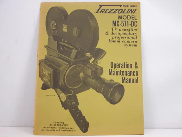 Vintage Frezzolini 16mm Movie Camera Factory INSTRUCTION BOOKLET