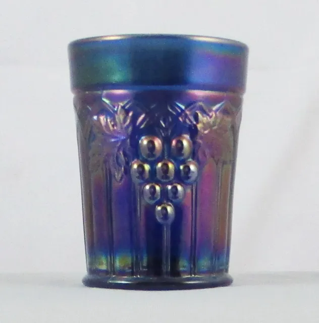 Northwood Blue Grape & Gothic Arches Carnival Glass Tumbler