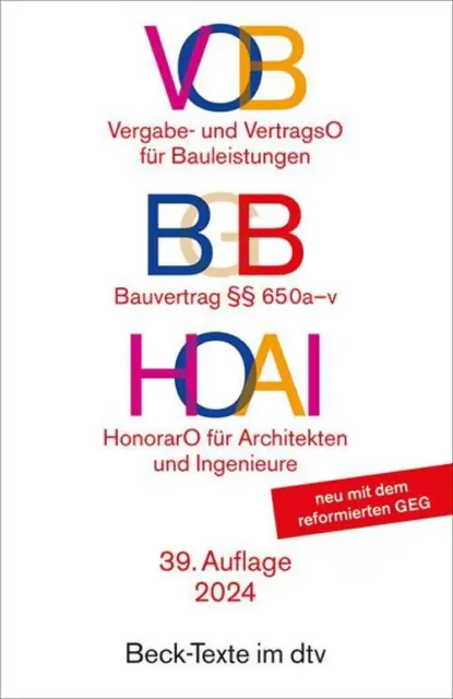 VOB / BGB / HOAI | Taschenbuch | Deutsch (2024) | dtv-Taschenbücher Beck Texte