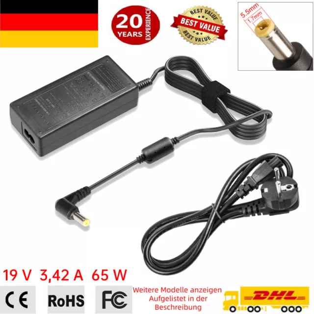 Für Acer Aspire E5-575 E5-772 E5-773 AC Netzteil Adapter Ladegerät Kabel 65W 19V