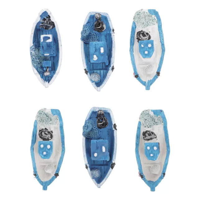 6 Pcs Resin Mediterranean Fishing Boat Miniature Dollhouse Sailboat Ornament