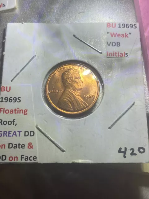 1969-S Lincoln Cent With Errors, these coins are in a BU condition #420