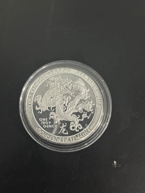 ドラゴン銀貨　GSM 1オンス GSM - YEAR of the DRAGON 1 oz .999 FINE SILVER BU ROUND $83.99