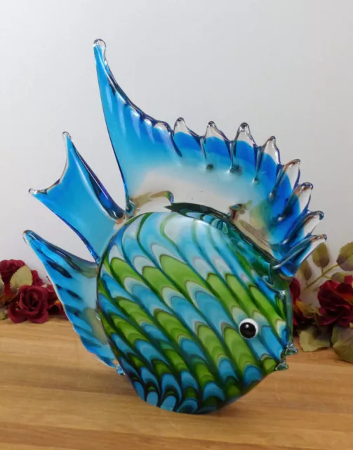 XL Glasfigur Fisch Skulptur Glas Figur Kristallglas Murano Stil Kunst Handarbeit