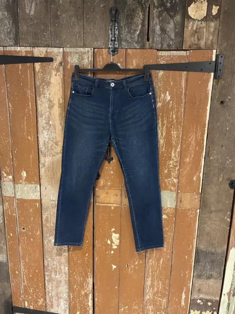 Next Denim Jeans Straight Blue Cotton Stretch Men's Slim 34R