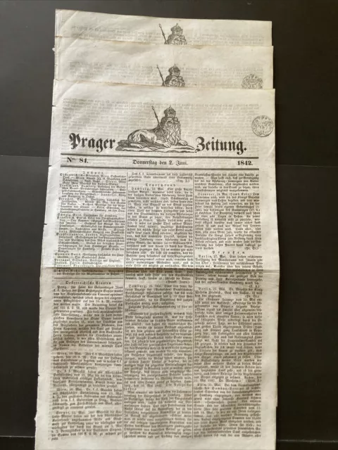 1842 Zeitung Tschechoslowakei - Österreich ( Stark Gedruckt ) 3 Mal