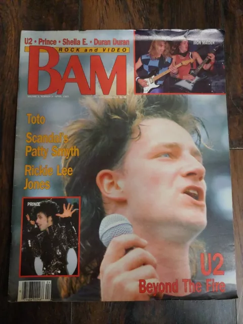 RARE HTF Vintage Oversized BAM Magazine April 1985 U2 Bono Prince Iron Maiden 🎸