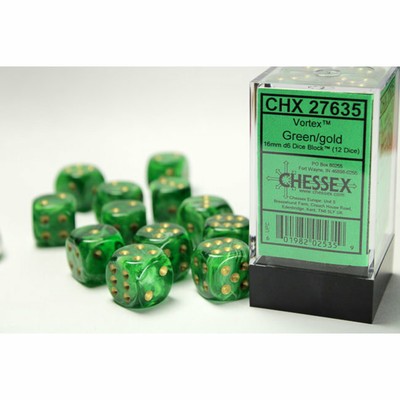 Chessex 12 d6 Dice Set Chessex Vortex SOLAR TM white 27623 SOLE Bianco Dadi Dado 