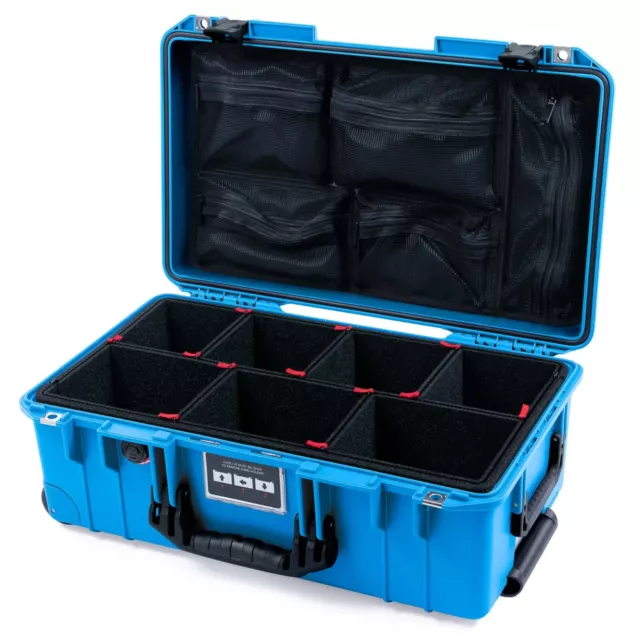 Blue & Black Pelican 1535 Air case with Trekpak dividers & mesh lid organizer.