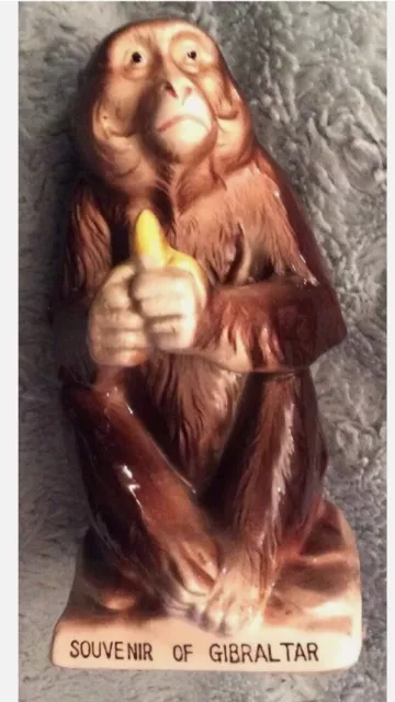 Vintage Souvenir Of Gibraltar Barbary Ape Eating A Banana Good Condition