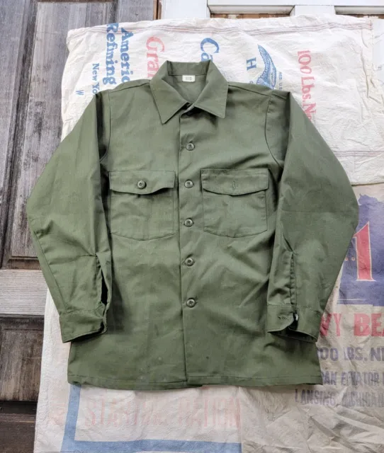 VINTAGE 1970S 80S US Army OG-507 Fatigue Shirts OD Military Button-Up M ...