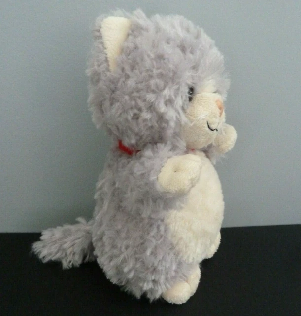 H6 - DOUDOU PELUCHE GIPSY CHAT GRIS BLANC COLLIER ROUGE 17cms - ETAT NEUF*