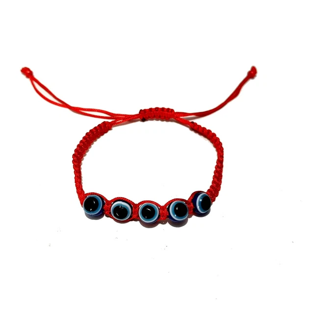 Bracelet œil Protecteur (mauvais œil) Coloré - Chaîne Laiton Et Verre, Longueur 20+5 Cm, Neuf