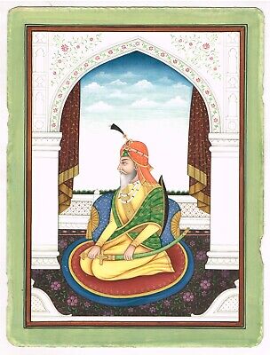 Miniatura Retrato Pintura De Raja Chattar Singh Attariwalla Sij Raja Pintura