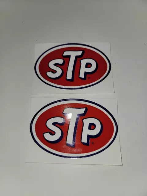 STP Vtg. Racing Decals/ Stickers.   3 5/8" Wide (Set of 2)   1980's