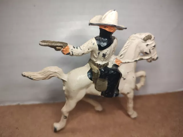 Barclay Masked Bandit On Horseback Shooting Toy Soldier