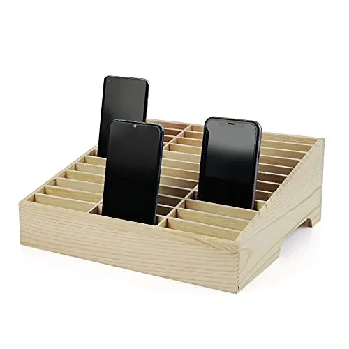 36-Grid Wooden Cell Phone Holder Desktop Organizer Storage Box for Classroom ...