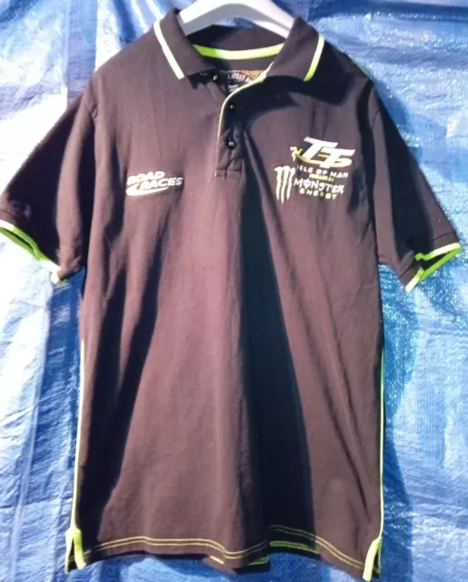 TT MONSTER POLO BLACK/GREEN ISLE OF MAN Mens Xl