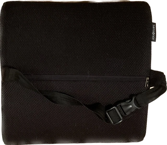 Samsonite Black Car Seat Cushion Wheelchair Office Back Lumbar Pain Memory Foam 3