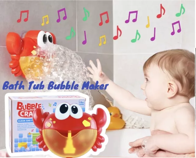 Musical Crab Bubble Machine Maker Shower Gift Toys Baby Toddler Kid Bath Tub Toy