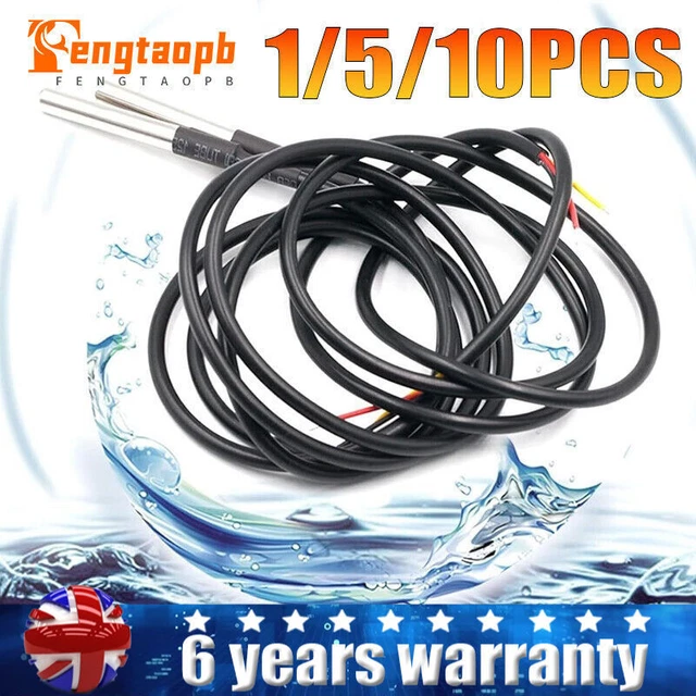 thumbnail image 2 of 10-Pack DS18B20 Waterproof Digital Temperature Sensors - 1-Meter Cable Length 2 of 14