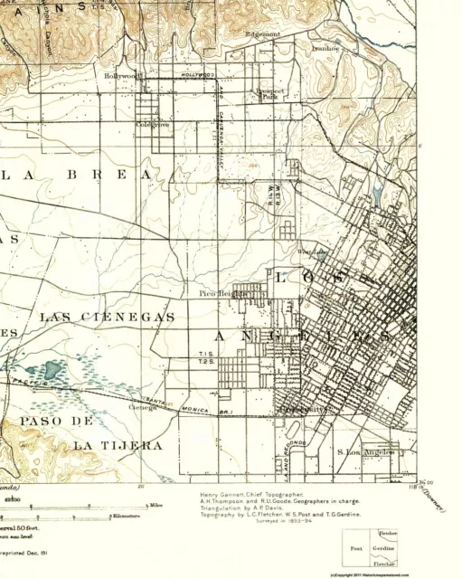 Topo Map - Santa Monica California Quad - USGS 1893 - 23 x 28.81 3