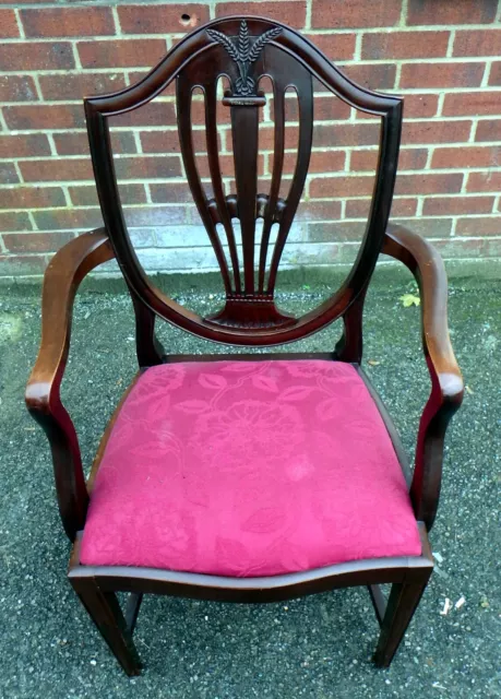 Edwardian antique Georgian Hepplewhite revival mahogany desk elbow armchair 2