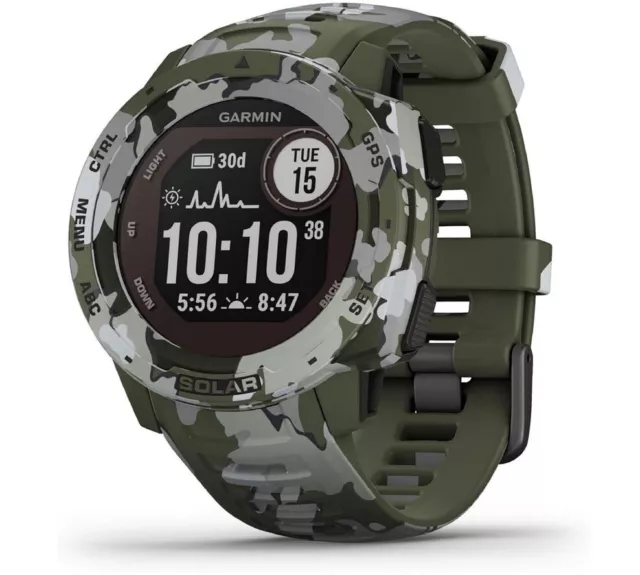 Montre Garmin INSTINCT SOLAR Smartwatch GPS Silicone Camo Vert Lichen