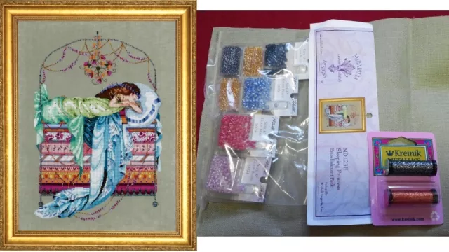 Mirabilia Sleeping Princess MD123 Chart, Fabric and beads and Kreiniks