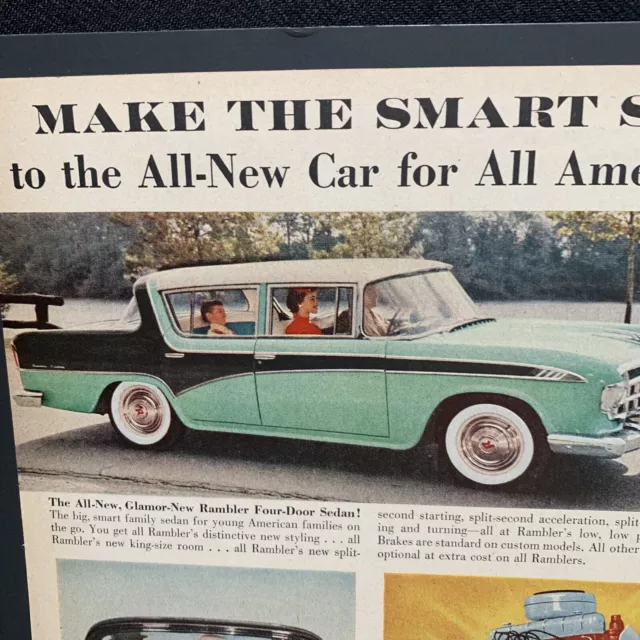 Vintage Print advertisement ad Car AM 1956 American Motors Rambler Custom 4 door 2