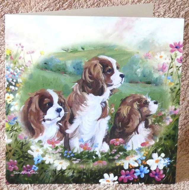 Cavalier King Charles Spaniel Dog Greeting Card 01 Sandra Coen Artist