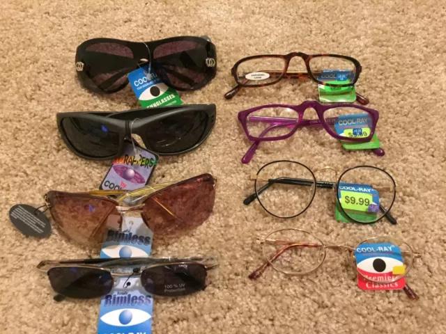 Lot de 96 paires de lunettes de soleil et de lunettes de lecture Cool Ray flambant neuves avec étiquettes