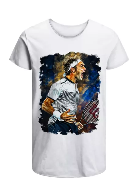 T-Shirt Roger Federer Tennis Uomo Abbigliamento 100%Cotone Taglia da S a XXL
