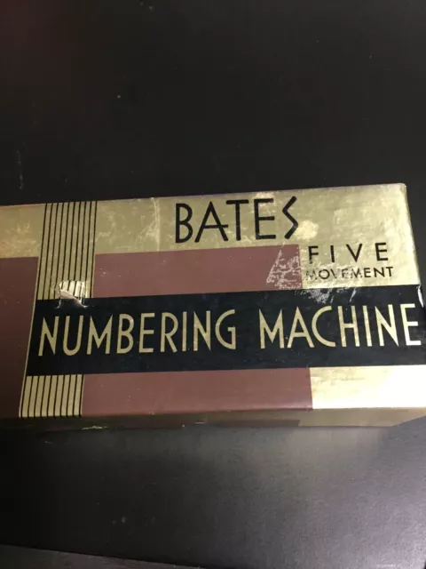 Vintage Bates Numbering Machine 5 Lever Movement, With Instructions