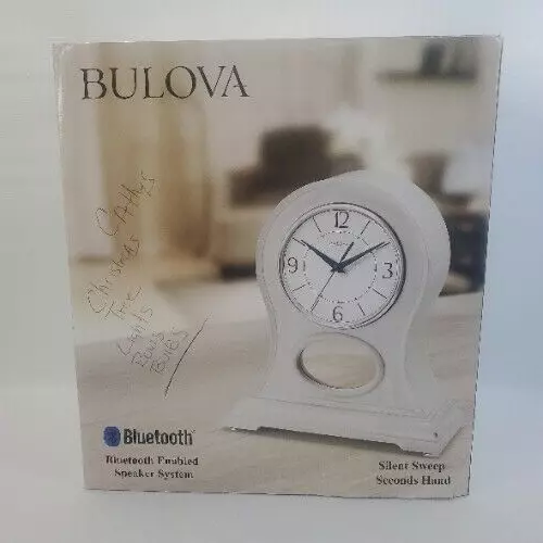 Bulova Bluetooth Enabled Speaker Mantel Clock White Dial B6216