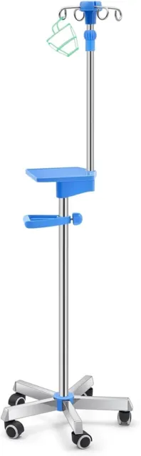 Healthible IV Pole Stand with Tray,IV Poles Portable 4 Hooks Medical IV Pole ...