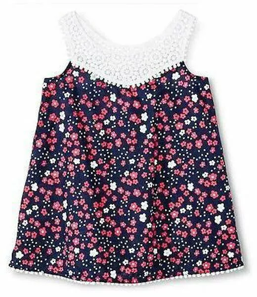 NWT Circo Toddler Girls 4th of July Red White Blue Floral Cover Up Dress 9 Month