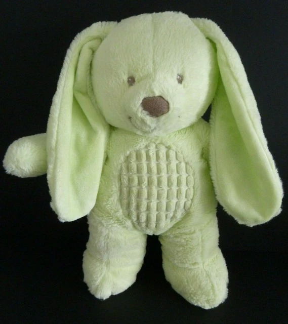 K9. DOUDOU PELUCHE LAPIN TEX BABY NICOTOY VERT ANIS UNI DAMIER CARRE 35cm NEUF *