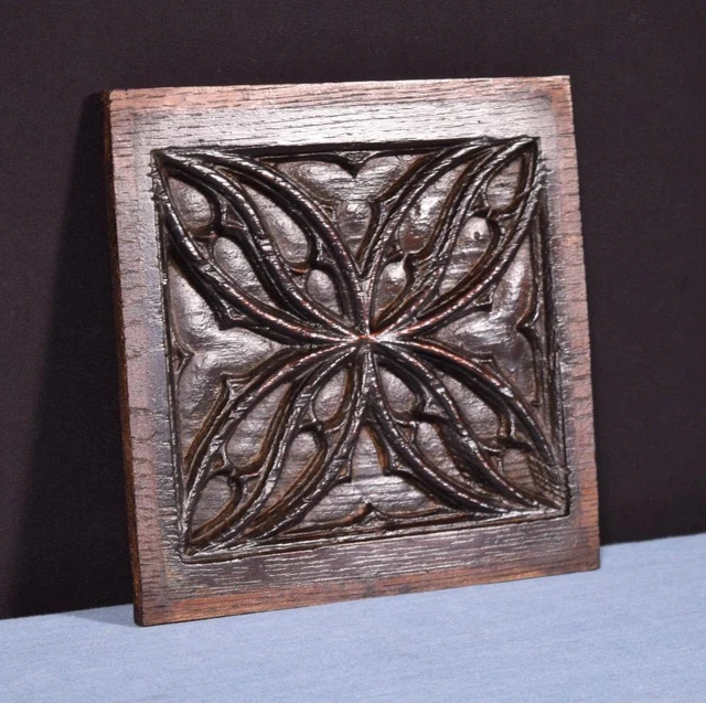 *Gothic Carved Architectural Panel/Trim in Solid Chestnut Wood Salvage 3