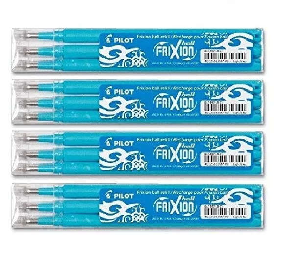 Pilot FriXion Ball Tintenroller 0,7 Ersatzminen Nachfüllminen 12er Set, Hellblau